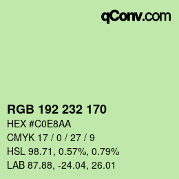 Color code: RGB 192 232 170 | qconv.com