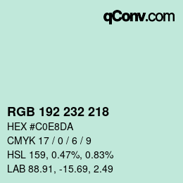 カラーコード: RGB 192 232 218 | qconv.com