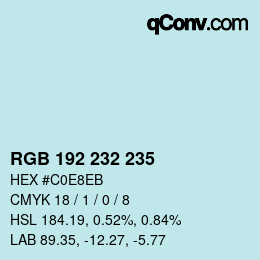 Color code: RGB 192 232 235 | qconv.com