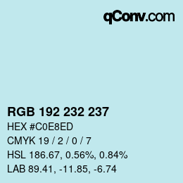 Color code: RGB 192 232 237 | qconv.com