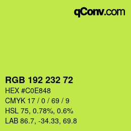 Color code: RGB 192 232 72 | qconv.com