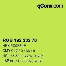 Color code: RGB 192 232 78 | qconv.com