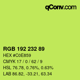 Color code: RGB 192 232 89 | qconv.com