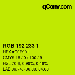 Color code: RGB 192 233 1 | qconv.com