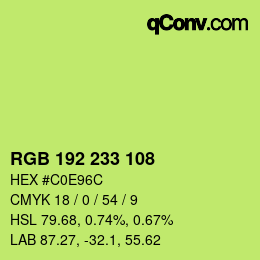 Color code: RGB 192 233 108 | qconv.com