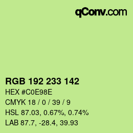 Color code: RGB 192 233 142 | qconv.com