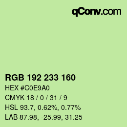 Color code: RGB 192 233 160 | qconv.com