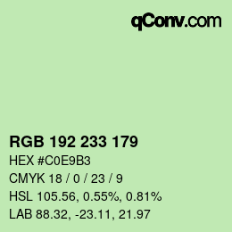 Color code: RGB 192 233 179 | qconv.com