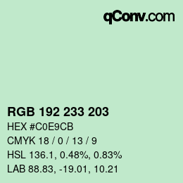 Color code: RGB 192 233 203 | qconv.com