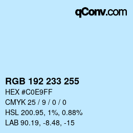 Color code: RGB 192 233 255 | qconv.com