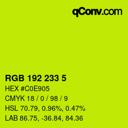 カラーコード: RGB 192 233 5 | qconv.com