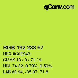 Color code: RGB 192 233 67 | qconv.com