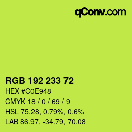 Color code: RGB 192 233 72 | qconv.com