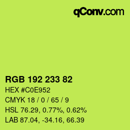 Color code: RGB 192 233 82 | qconv.com