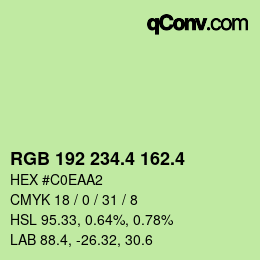 カラーコード: RGB 192 234.4 162.4 | qconv.com