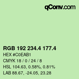 カラーコード: RGB 192 234.4 177.4 | qconv.com
