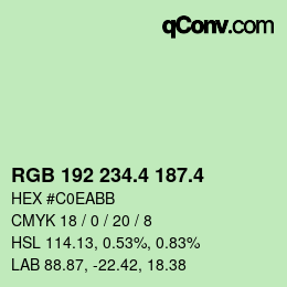 カラーコード: RGB 192 234.4 187.4 | qconv.com
