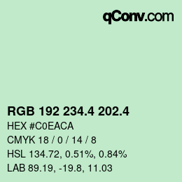 カラーコード: RGB 192 234.4 202.4 | qconv.com