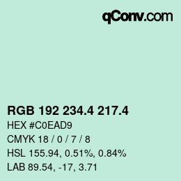 カラーコード: RGB 192 234.4 217.4 | qconv.com
