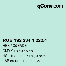 カラーコード: RGB 192 234.4 222.4 | qconv.com