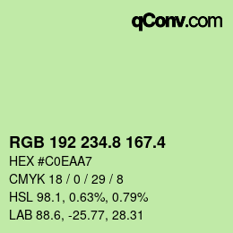 カラーコード: RGB 192 234.8 167.4 | qconv.com