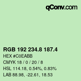 カラーコード: RGB 192 234.8 187.4 | qconv.com