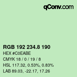 カラーコード: RGB 192 234.8 190 | qconv.com