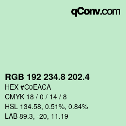 カラーコード: RGB 192 234.8 202.4 | qconv.com
