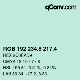 カラーコード: RGB 192 234.8 217.4 | qconv.com