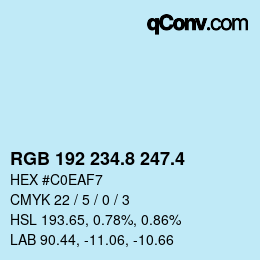 カラーコード: RGB 192 234.8 247.4 | qconv.com