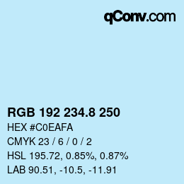 Color code: RGB 192 234.8 250 | qconv.com