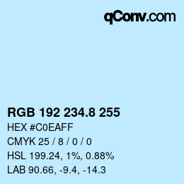 Color code: RGB 192 234.8 255 | qconv.com