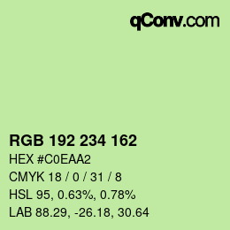 Color code: RGB 192 234 162 | qconv.com
