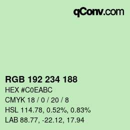 Color code: RGB 192 234 188 | qconv.com