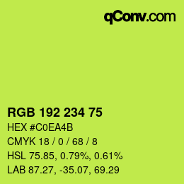 Color code: RGB 192 234 75 | qconv.com
