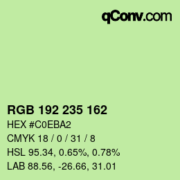 カラーコード: RGB 192 235 162 | qconv.com