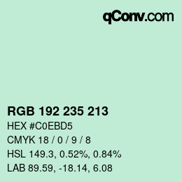 カラーコード: RGB 192 235 213 | qconv.com