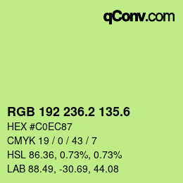 カラーコード: RGB 192 236.2 135.6 | qconv.com