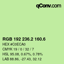 カラーコード: RGB 192 236.2 160.6 | qconv.com