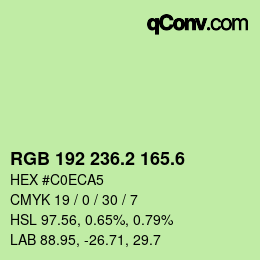 カラーコード: RGB 192 236.2 165.6 | qconv.com