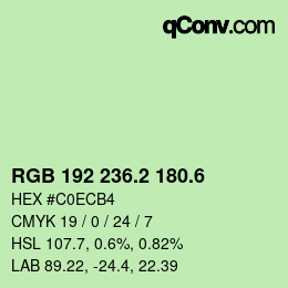 カラーコード: RGB 192 236.2 180.6 | qconv.com