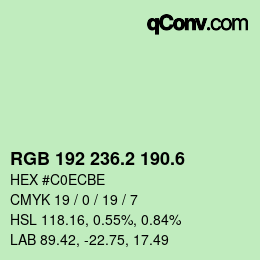 カラーコード: RGB 192 236.2 190.6 | qconv.com
