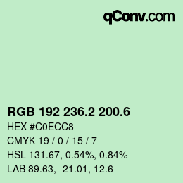 カラーコード: RGB 192 236.2 200.6 | qconv.com