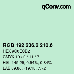 カラーコード: RGB 192 236.2 210.6 | qconv.com