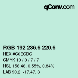 カラーコード: RGB 192 236.6 220.6 | qconv.com