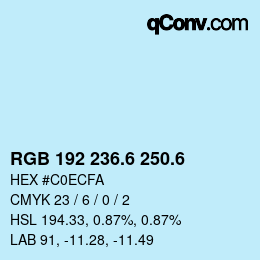 カラーコード: RGB 192 236.6 250.6 | qconv.com