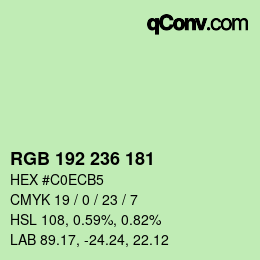Color code: RGB 192 236 181 | qconv.com