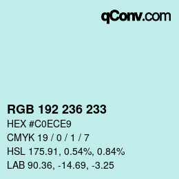 Color code: RGB 192 236 233 | qconv.com