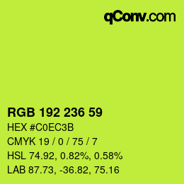 Color code: RGB 192 236 59 | qconv.com