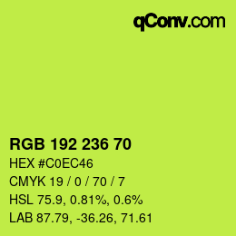 Color code: RGB 192 236 70 | qconv.com
